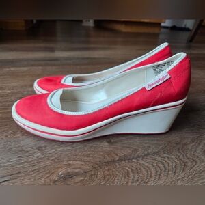 NWT Vintage Y2K American Eagle Yacht Wedge Boat Shoes Red & White size 9.5